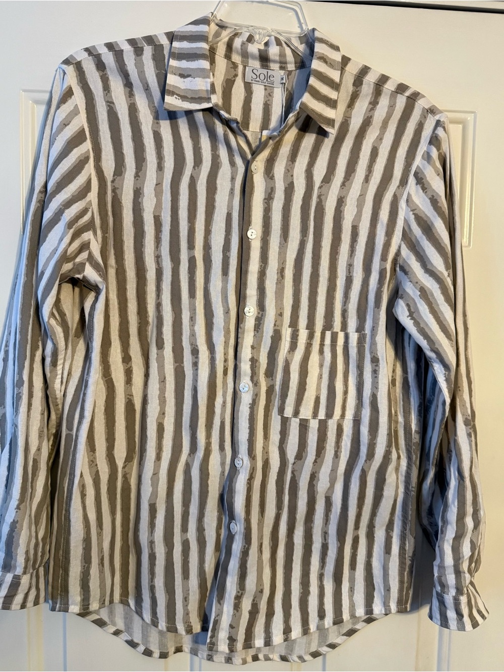 Stylish Gray Striped Linen Ladies Shirt - Picture 5 of 5